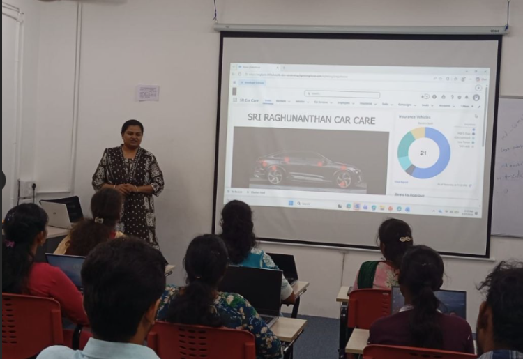Dhivya Sri T presenting her Salesforce project